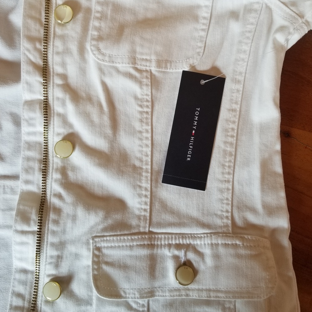 Tommy Hilfiger Jean Jacket Size Small White Gold - Picture 6 of 11